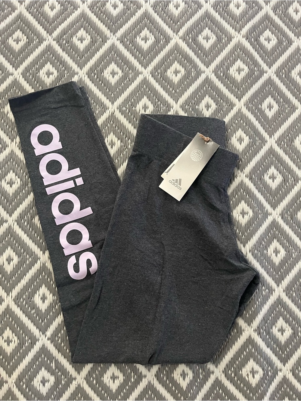 adidas Black Leggings with Light Pink Logo